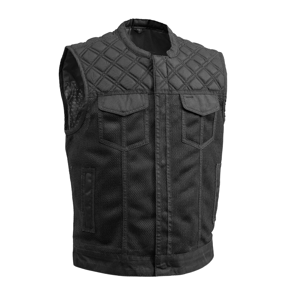 Downside Moto Mesh Men's Motorcycle Vest Men's Leather Vest First Manufacturing Company Black S 