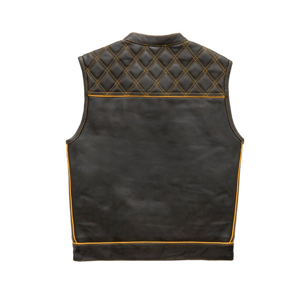 Finish Line - Gold Checker - Men's Motorcycle Leather Vest – DS Online
