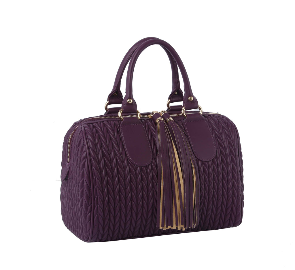 Boston Satchel Embossed Purple Bag