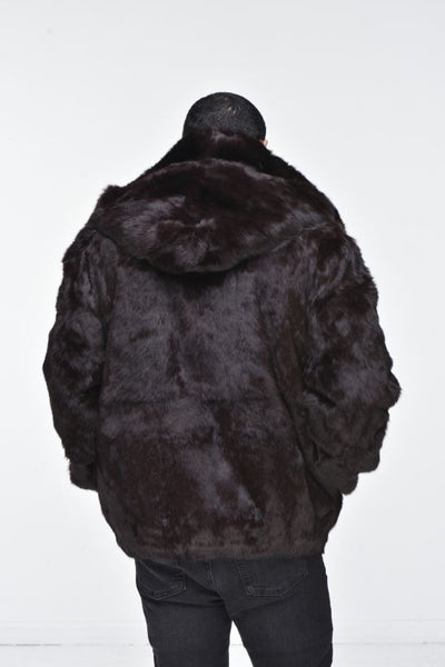 Men s Rabbit Hooded Bomber Jacket Brown DS Online