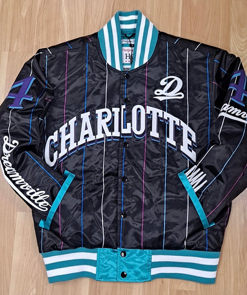 Pro Standard Women's Charlotte Hornets Denim Varsity Bomber Jacket