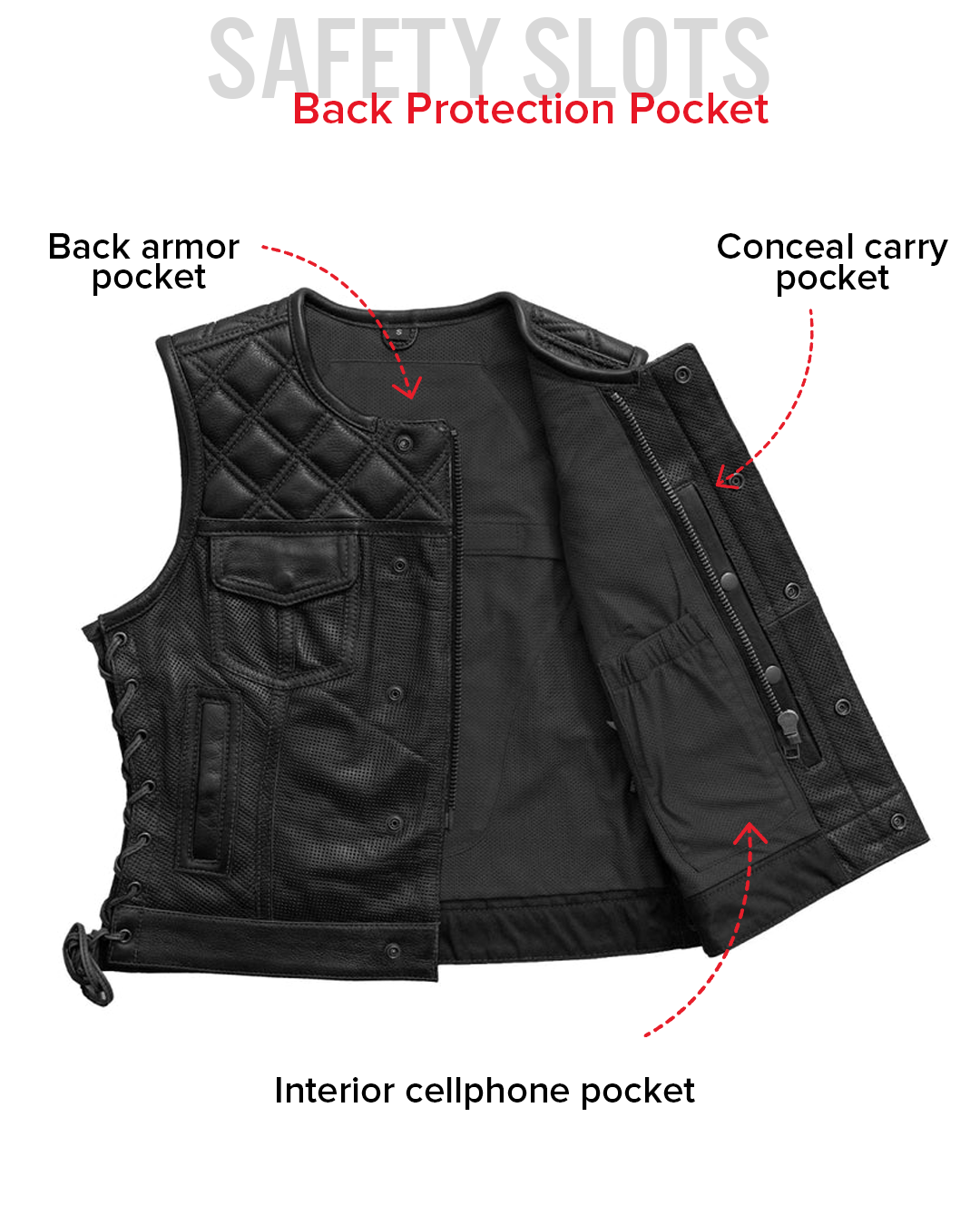 Bonnie Perforated Women's Motorcycle Leather Vest – Donna Sacs Online