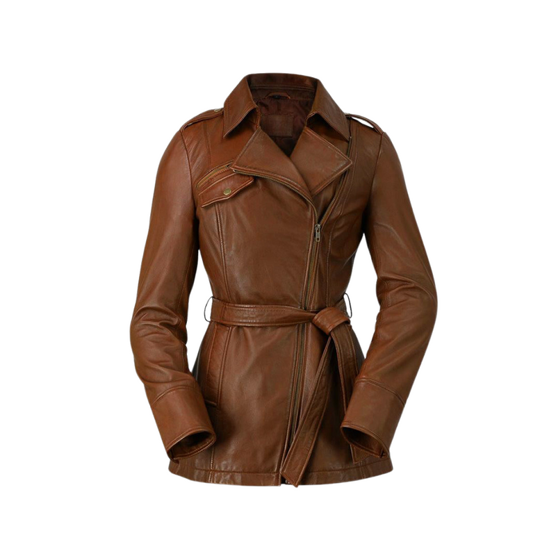 Traci Leather Trench Coat Women's Leather Jacket FMCo   