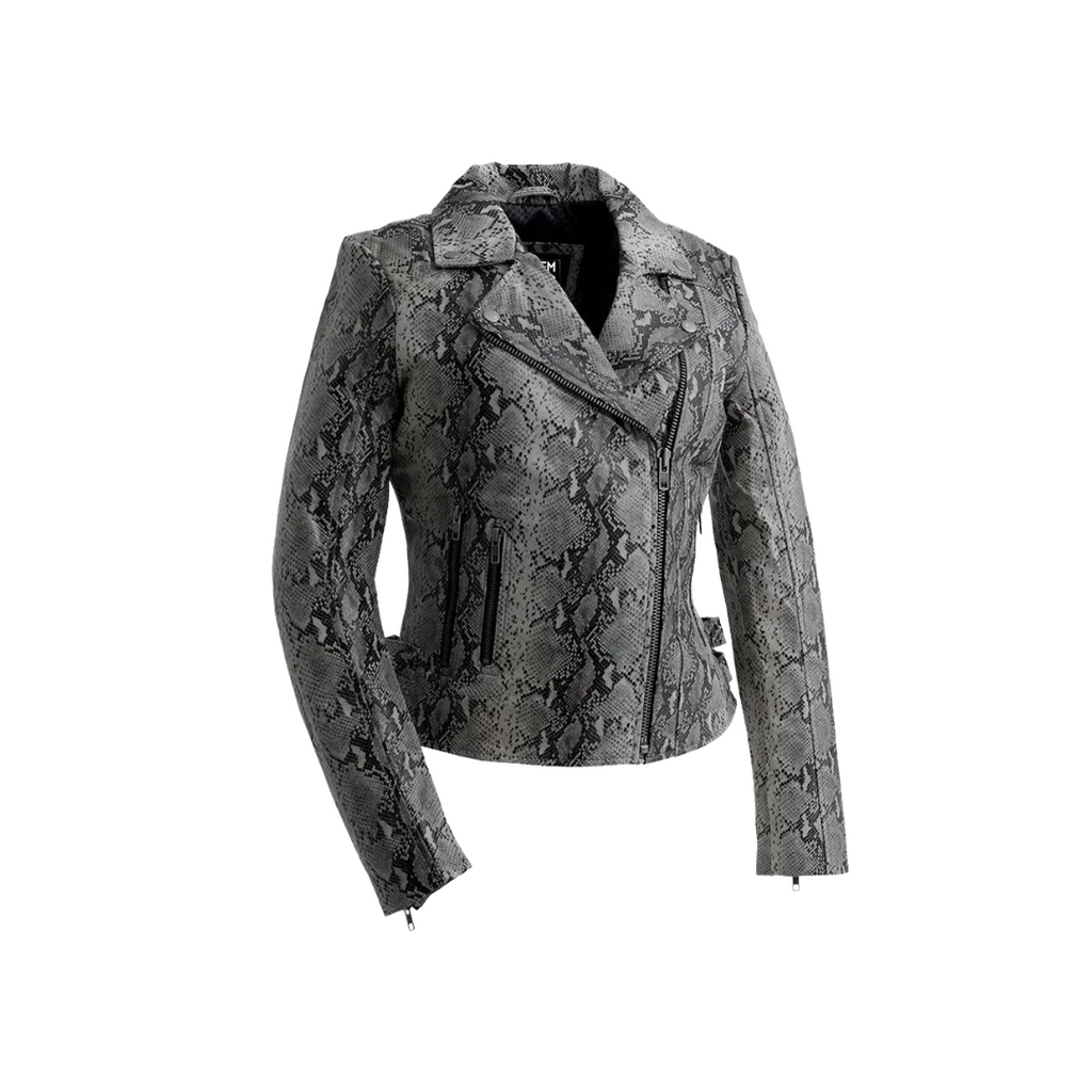 Python - Women's Leather Jacket Women's Fashion Leather Jacket FMCo Python Print XS 