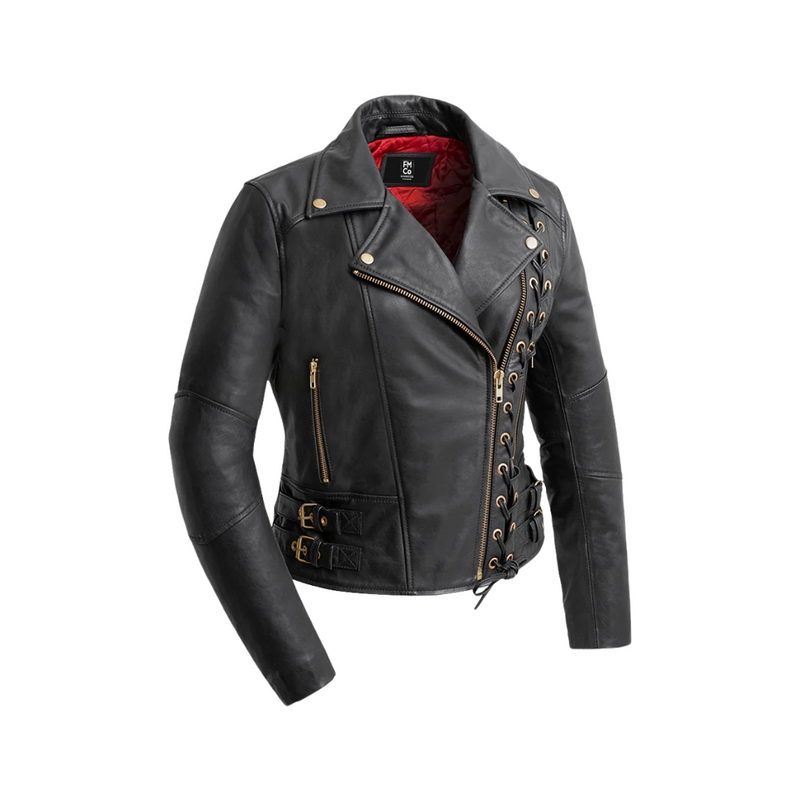 Gisele Womens Moto Style Leather Jacket Women's Leather Jacket FMCo   