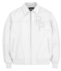 Pelle Pelle Stones Leather Varsity Jacket - White
