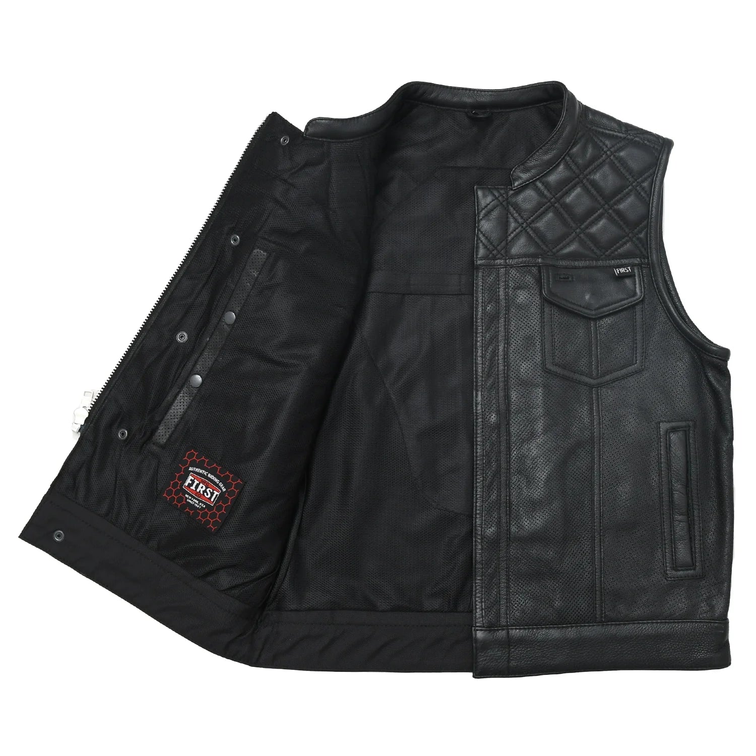 STUDIO D'ARTISAN　Leather Down Vest Downside Perforated Men's Motorcycle Leather Vest – Donna Sacs Online
