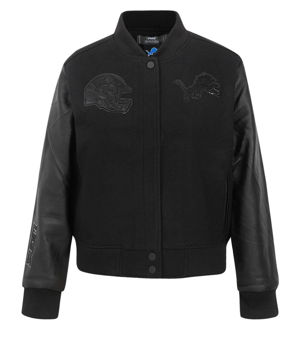 Ladies Pro Standard Detroit Lions Triple Black Varsity Jacket