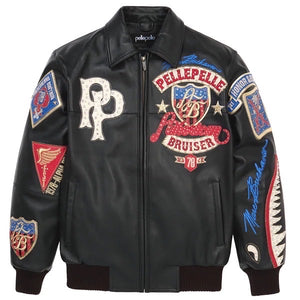 Pelle Pelle Bruiser Leather Varsity Jacket - Black