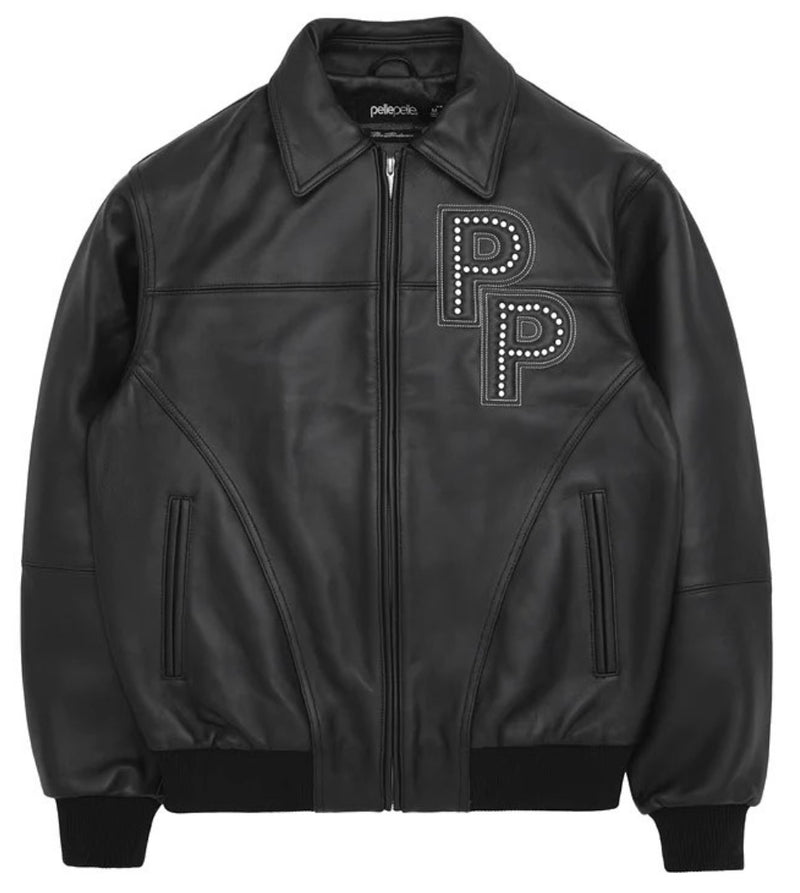Pelle Pelle Stones Leather Varsity Jacket - Black