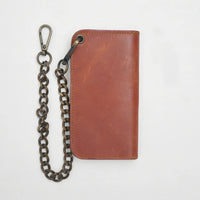 SMALL TRUCKER - Vegetable Tanned Leather Wallet  First Manufacturing Company COFFEE Antique Brass 