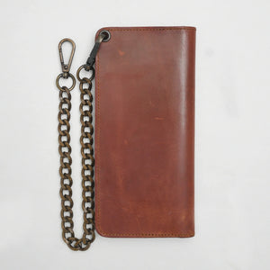 LARGE TRUCKER - Vegetable Tanned Leather Wallet  First Manufacturing Company COFFEE Antique Brass 