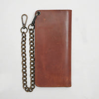 LARGE TRUCKER - Vegetable Tanned Leather Wallet  First Manufacturing Company COFFEE Antique Brass 