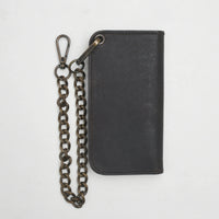 SMALL TRUCKER - Vegetable Tanned Leather Wallet  First Manufacturing Company GRANITE Antique Brass 