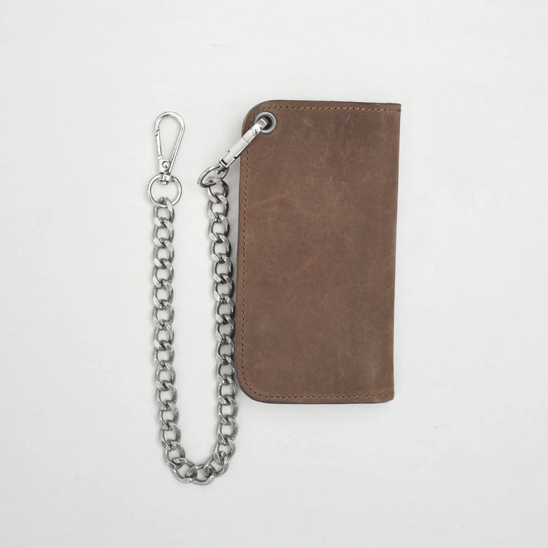 SMALL TRUCKER - Vegetable Tanned Leather Wallet  First Manufacturing Company ALMOND Chrome 