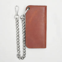 LARGE TRUCKER - Vegetable Tanned Leather Wallet  First Manufacturing Company COFFEE Chrome 