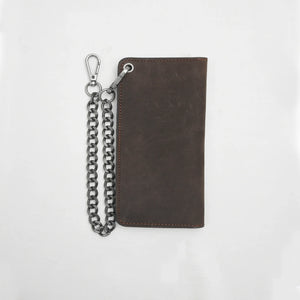 SMALL TRUCKER - Vegetable Tanned Leather Wallet  First Manufacturing Company Dark Brown Antique Silver 