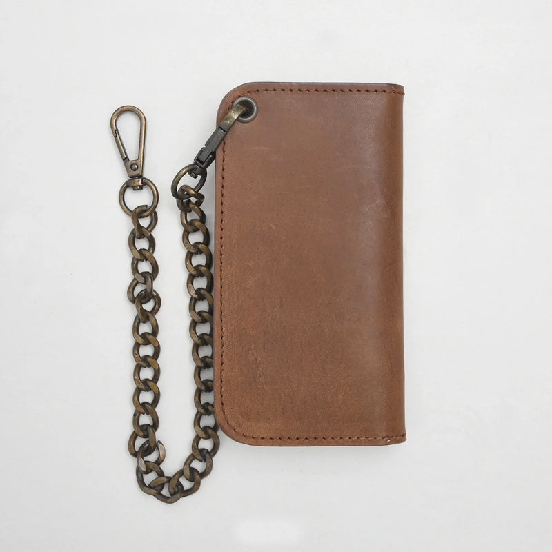 SMALL TRUCKER - Vegetable Tanned Leather Wallet  First Manufacturing Company CAMEL Antique Brass 