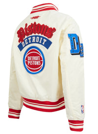 Ladies Pro Standard Detroit Pistons Old English Satin Jacket