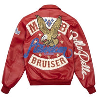Pelle Pelle Bruiser Leather Varsity Jacket - Red