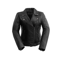 Chloe Womens Fashion Leather Jacket Women's Leather Jacket FMCo Black XS 