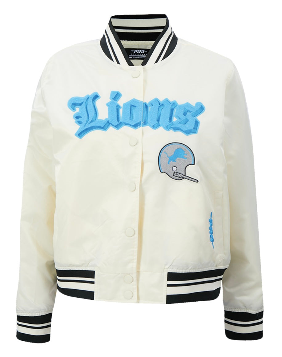 Ladies Pro Standard Detroit Lions Old English Satin Jacket