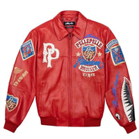 Pelle Pelle Bruiser Leather Varsity Jacket - Red