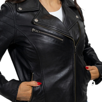 Princess Fashion Lambskin Leather Jacket Women's Fashion Moto Leather Jacket FMCo   