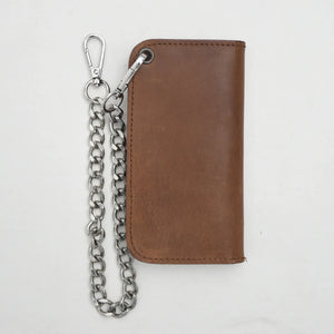 SMALL TRUCKER - Vegetable Tanned Leather Wallet  First Manufacturing Company CAMEL Chrome 