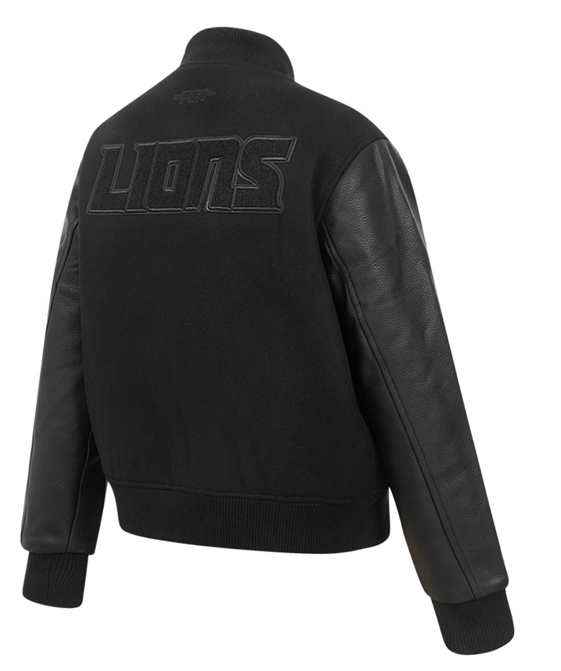 Ladies Pro Standard Detroit Lions Triple Black Varsity Jacket