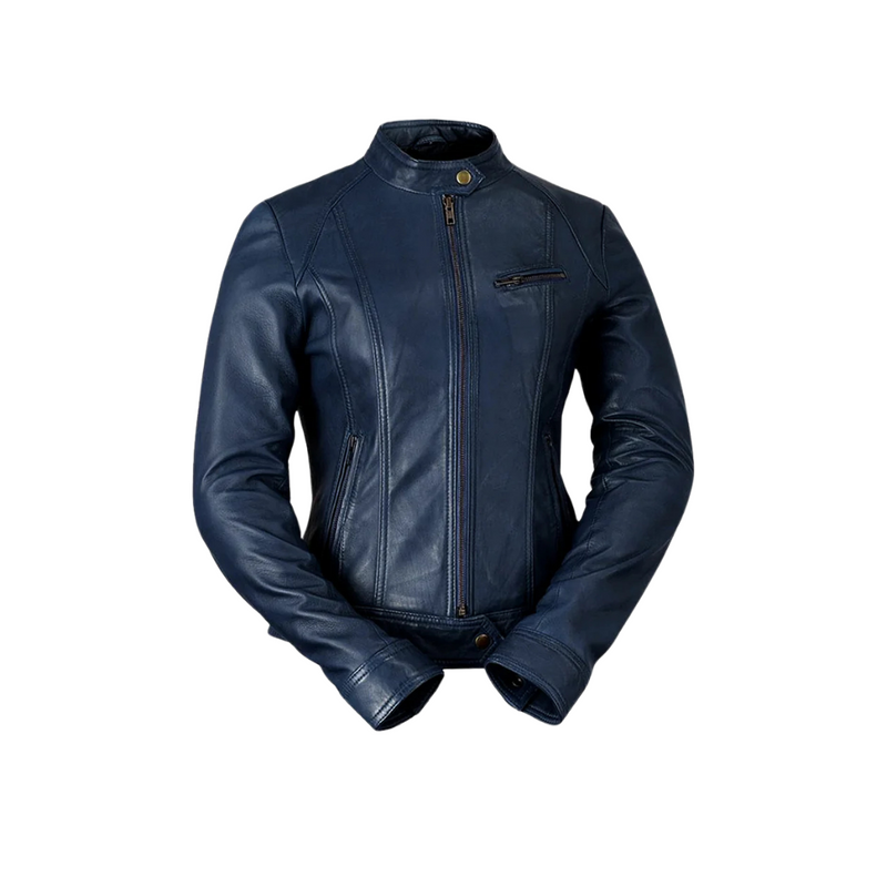 Favorite Women's Fashion Leather Jacket Women's Leather Jacket FMCo Blue XS 