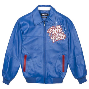 Pelle Pelle World Famous Soda Club Leather Varsity Jacket - Royal