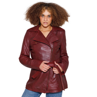 Traci Leather Trench Coat Women's Leather Jacket FMCo Oxblood XS 