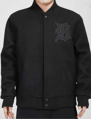 Pro Standard Detroit Tigers All Wool Varsity Jacket - Black on Black