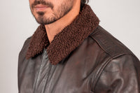 Mens Bomber Leather Jacket Brown