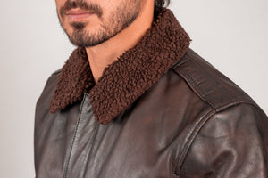 Mens Bomber Leather Jacket Brown