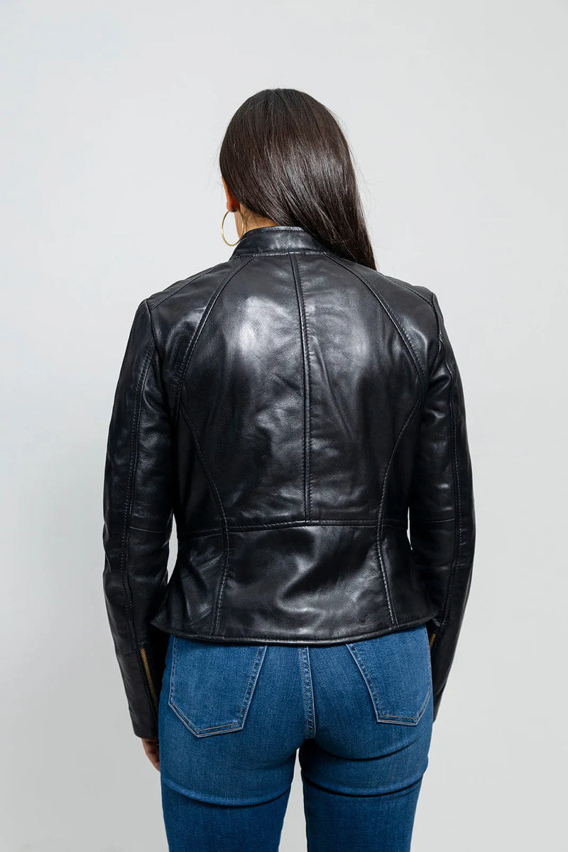 Zoey Womens Fashion Leather Jacket Women's Leather Jacket Whet Blu NYC   