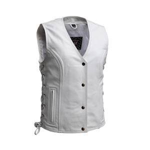 Beryl - Women's Motorcycle Leather Vest - White Women's Leather Vest First Manufacturing Company White XS 