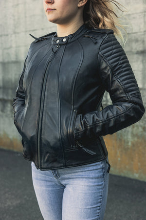 Biker - Women's Motorcycle Leather Jacket Women's Leather Jacket First Manufacturing Company   