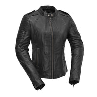 Biker - Women's Motorcycle Leather Jacket Women's Leather Jacket First Manufacturing Company XS Black 