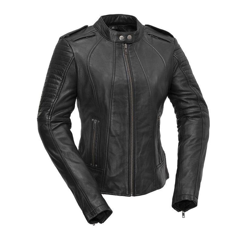 Biker - Women's Motorcycle Leather Jacket Women's Leather Jacket First Manufacturing Company XS Black 