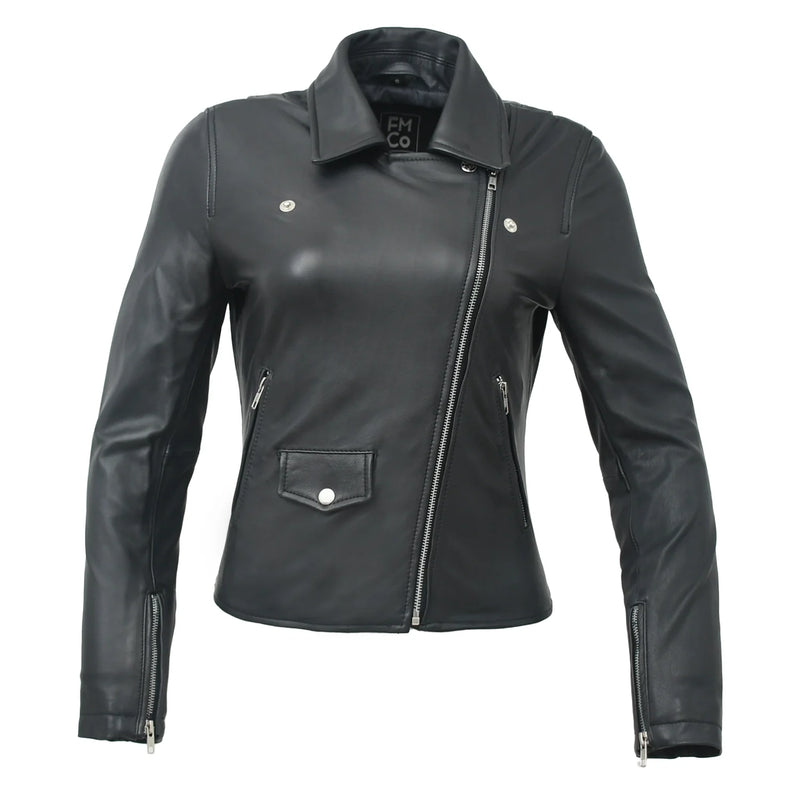 Lennox Basic Moto Style Leather Jacket Women's Fashion Leather Jacket FMCo   