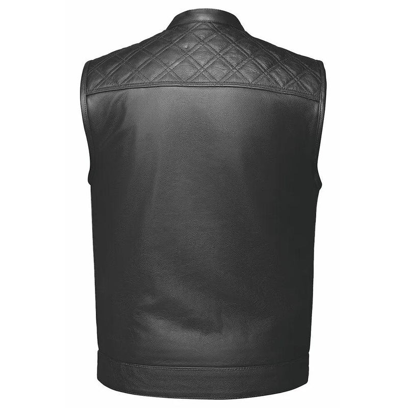 Black Diamond - Men's Club style Leather Motorcycle Vest – Donna