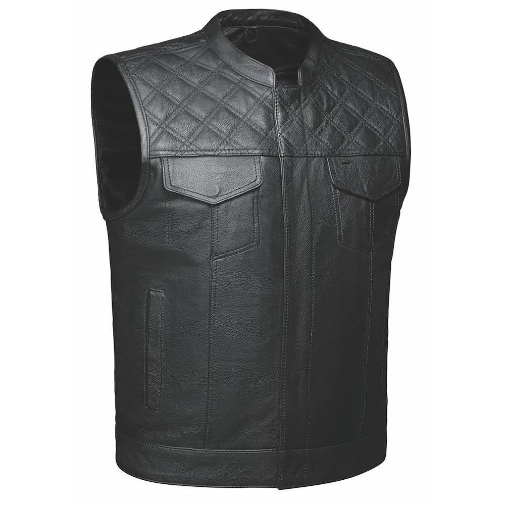 Black Diamond - Men's Club style Leather Motorcycle Vest – Donna