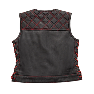 Bonnie - Women's Motorcycle Leather Vest - Diamond Quilt Women's Leather Vest First Manufacturing Company   