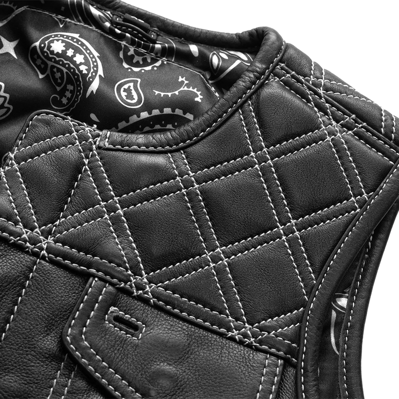 Bonnie - Women's Motorcycle Leather Vest - Diamond Quilt Women's Leather Vest First Manufacturing Company   