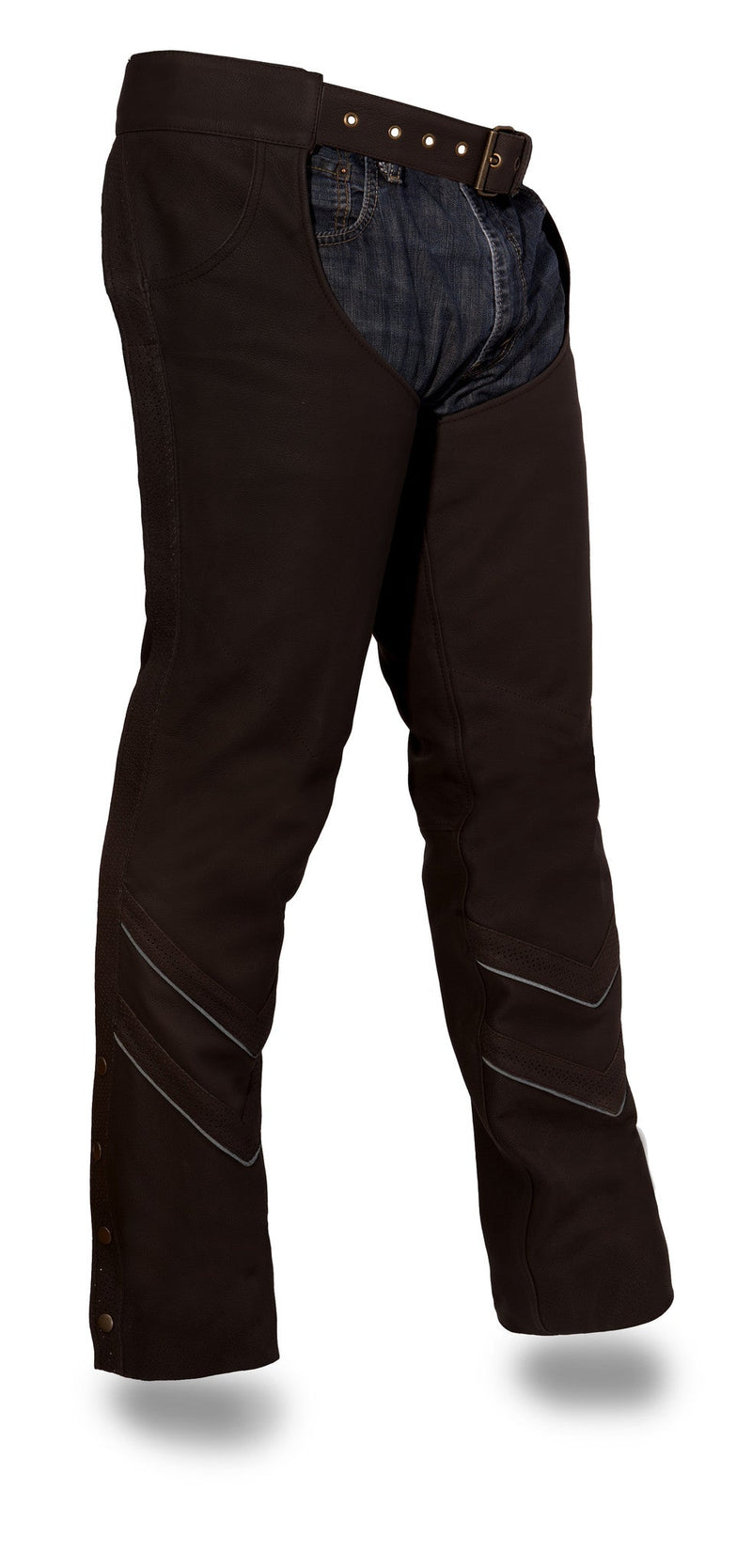 Bronco - Men's Leather Motorcycle Chaps Chaps First Manufacturing Company S Black 