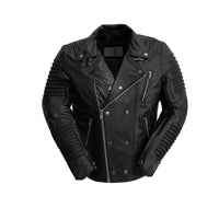 Brooklyn Mens Lambskin Leather Jacket Men's Motorcycle style Jacket FMCo Black S 