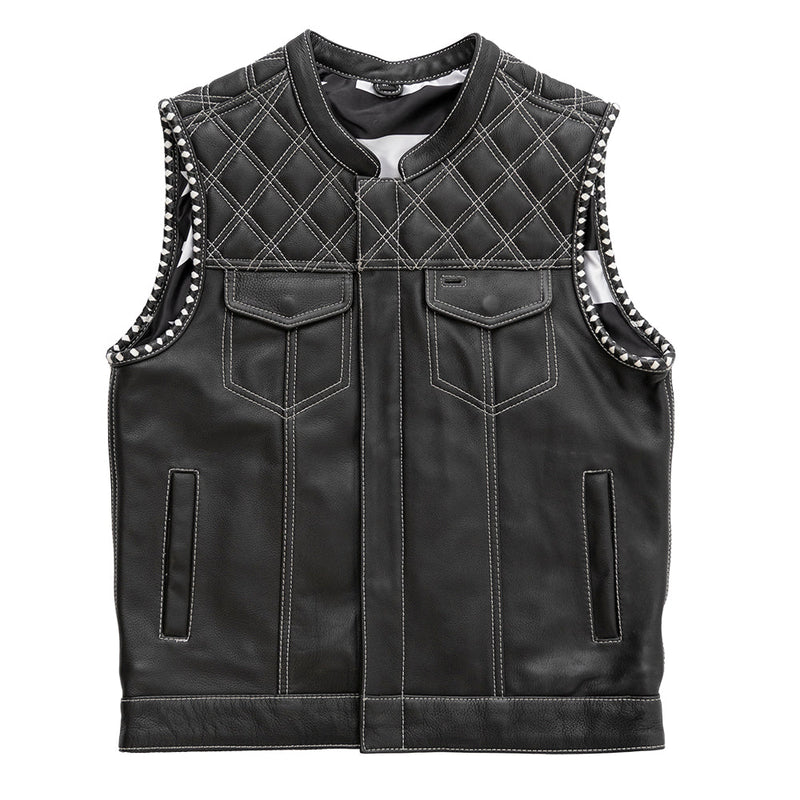Burton - Men's Club Style Leather Vest - Limited Edition Men's Leather Vest First Manufacturing Company S  