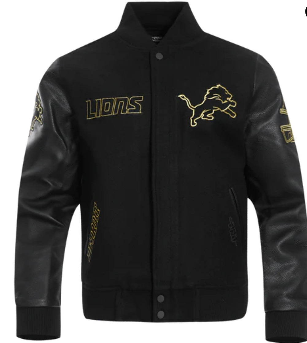 (Pro Standard Detroit Lions Varsity Jacket - Black/Gold